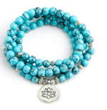 BRACELET MALA TURQUOISE 108 PERLES "LOTUS" 8 mm