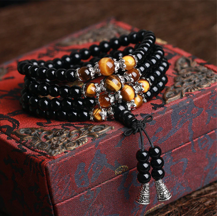 Bracelet Mala oeil de tigre 108 perles