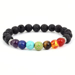 Bracelet Guérison Des 7 Chakras En Pierres De Lave Lithothérapie Perle Naturelle