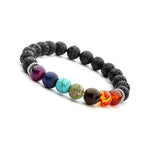 Bracelet Guérison Des 7 Chakras En Pierres De Lave Lithothérapie Perle Naturelle