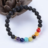 Bracelet Guérison Des 7 Chakras En Pierres De Lave Lithothérapie Perle Naturelle