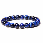 bracelet de perles oeil de tigre bleu