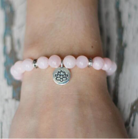 Bracelet Quartz rose Fleur de lotus